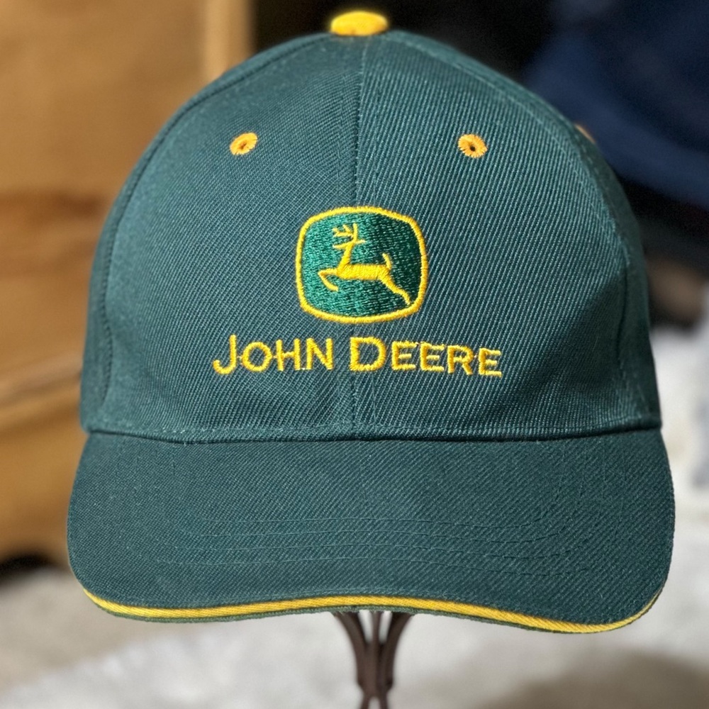 John Deere Embroidered Wool Blend Baseball Cap Hat Dark Green Adult Unisex OS - Picture 2 of 9